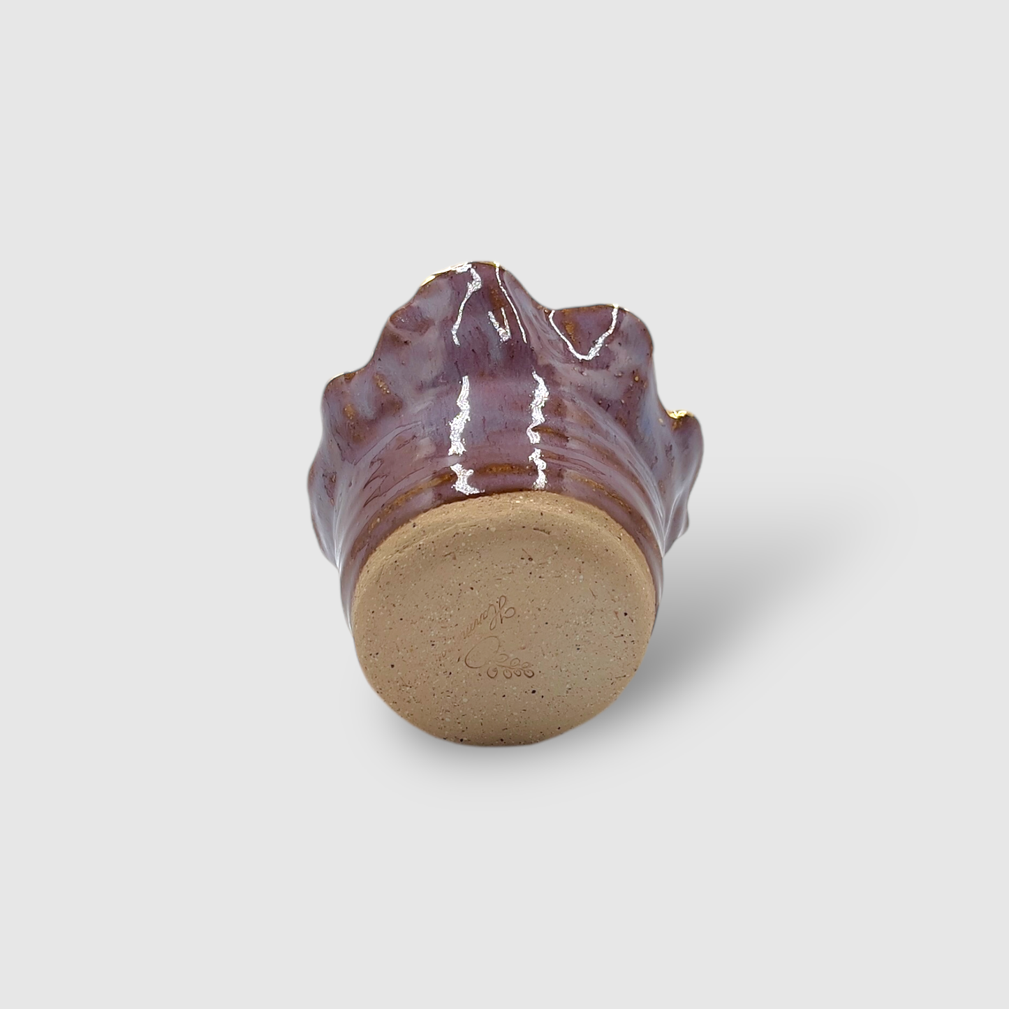 Aromatic Candle in Unique Handmade Gold & Purple Ceramic Holder - Small - CFPS02
