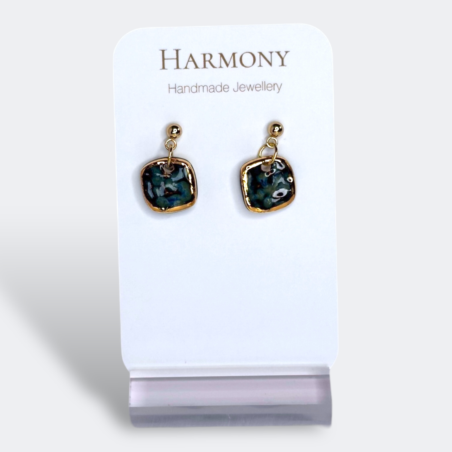 Midnight Square Ceramic Drop Earrings