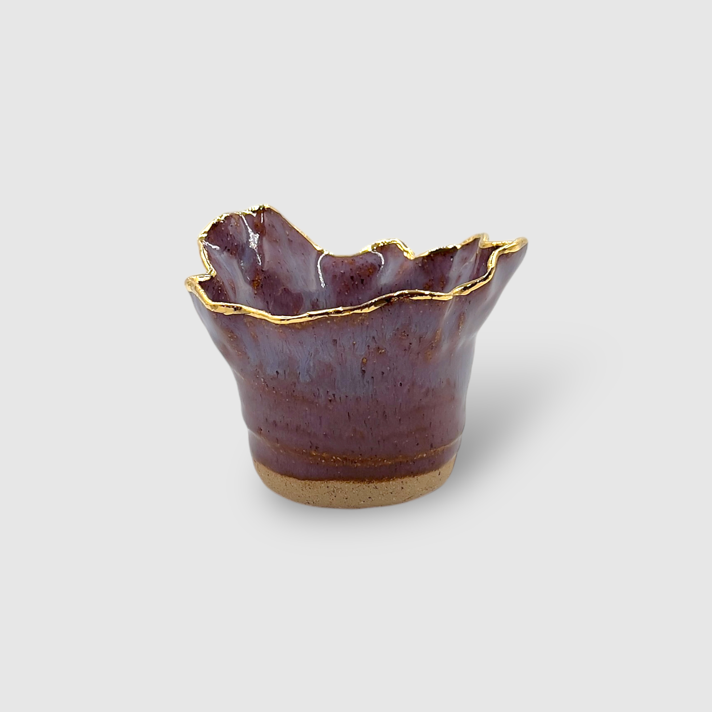 Aromatic Candle in Unique Handmade Gold & Purple Ceramic Holder - Small - CFPS02