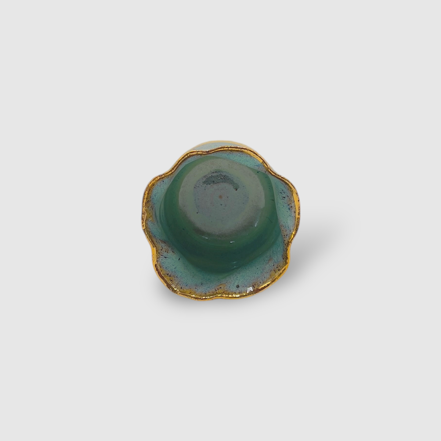 Aromatic Candle in Handmade Gold & Blue Ceramic Candle Holder Small - CFBS02