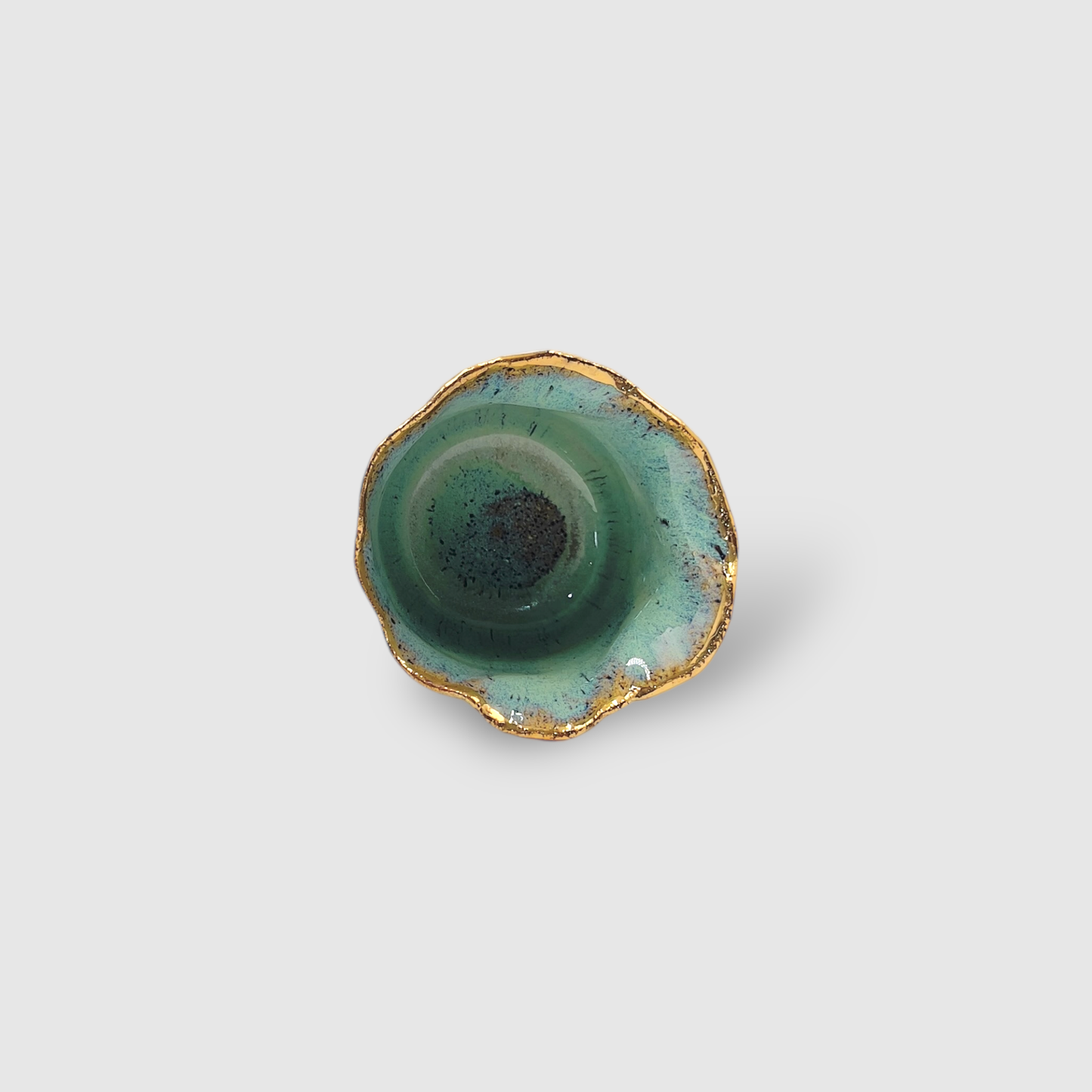 Aromatic Candle in Handmade Gold & Blue Ceramic Candle Holder Small - CFBS03