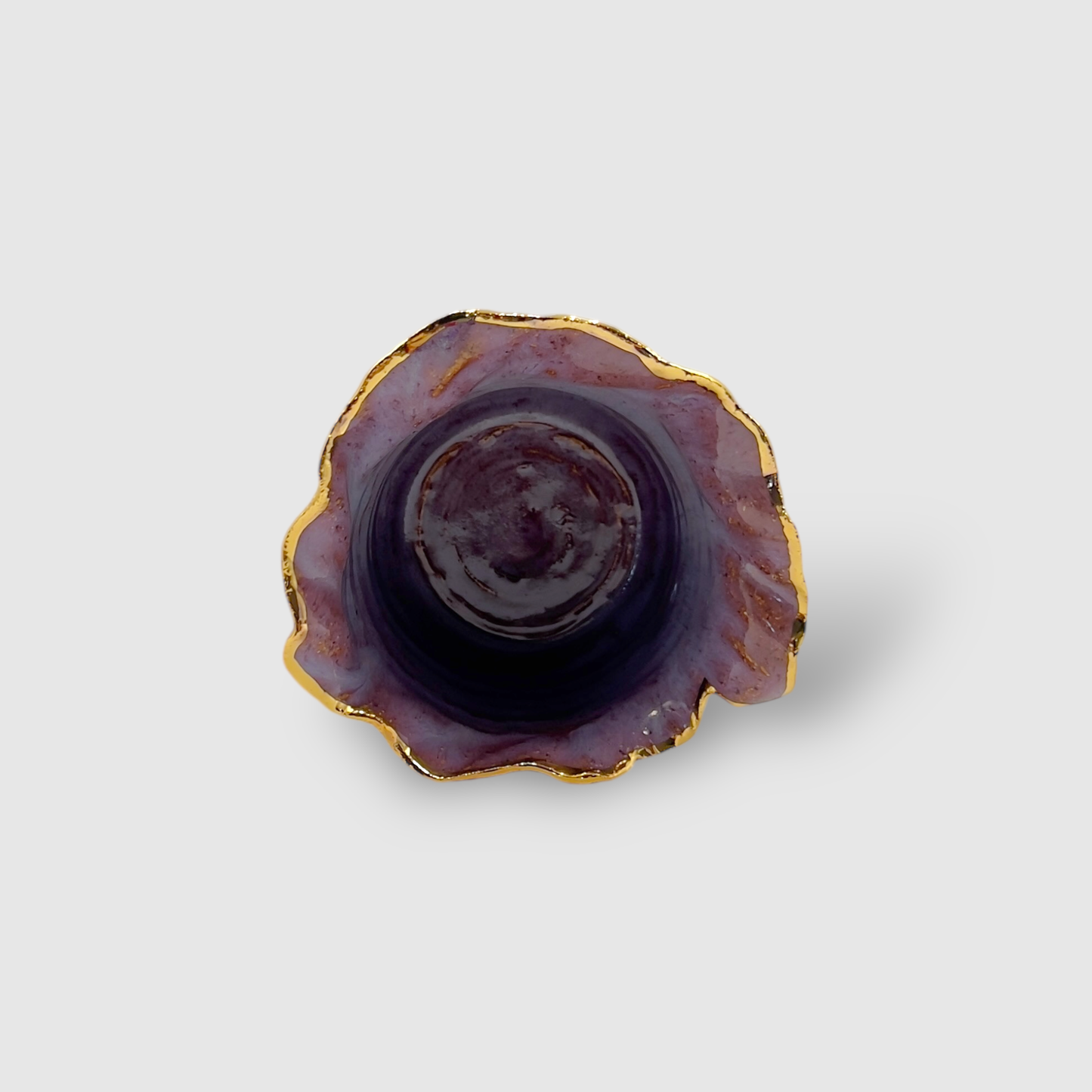 Aromatic Candle in Unique Handmade Gold & Purple Ceramic Holder - Large - CFPL03