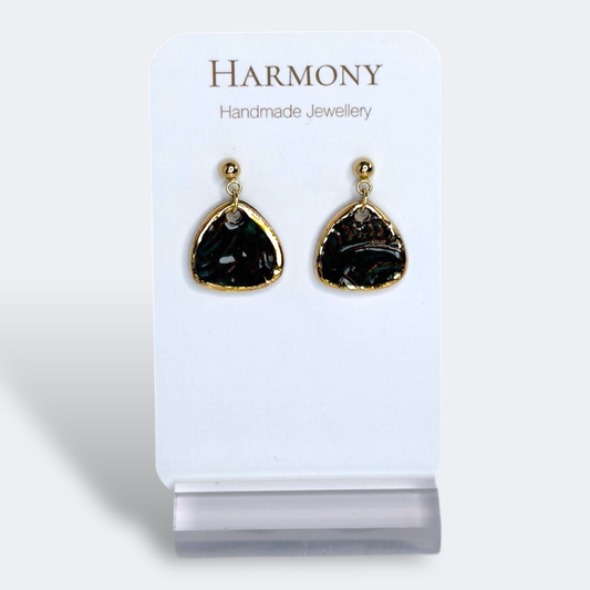 Midnight Teal Pear Ceramic Drop Earrings